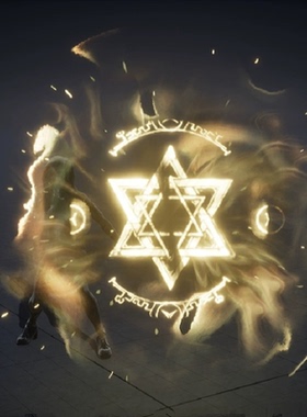 UE5.4金黄色魔法阵能量球爆炸魔法书攻击技能特效ARPGVFXPack02