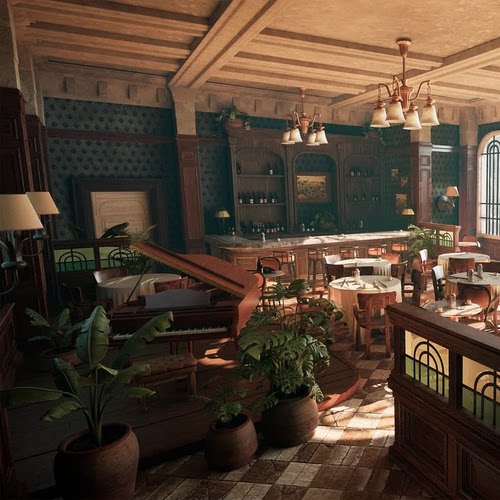 UE5.2欧式古典餐厅咖啡厅酒吧餐馆厨房Yellow Parrot Restaurant