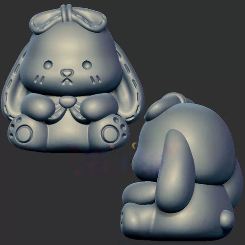 蝴蝶结小兔子三维立体图3d打印stl文件圆雕图雕刻机3d模型2548