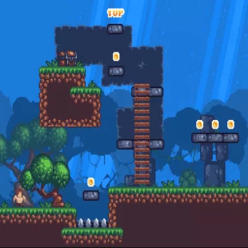 Unity 2D像素游戏森林树木人物素材Forest Pixel Art Tileset 1.0