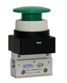 3口2机械阀原装亚德客蘑菇头按钮型手动阀CM3PM-M5 06 08R G B Y