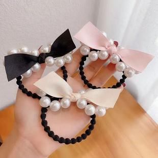 气质轻奢发绳小众高级感复古皮筋头绳温柔超仙珍珠蝴蝶结发绳发圈