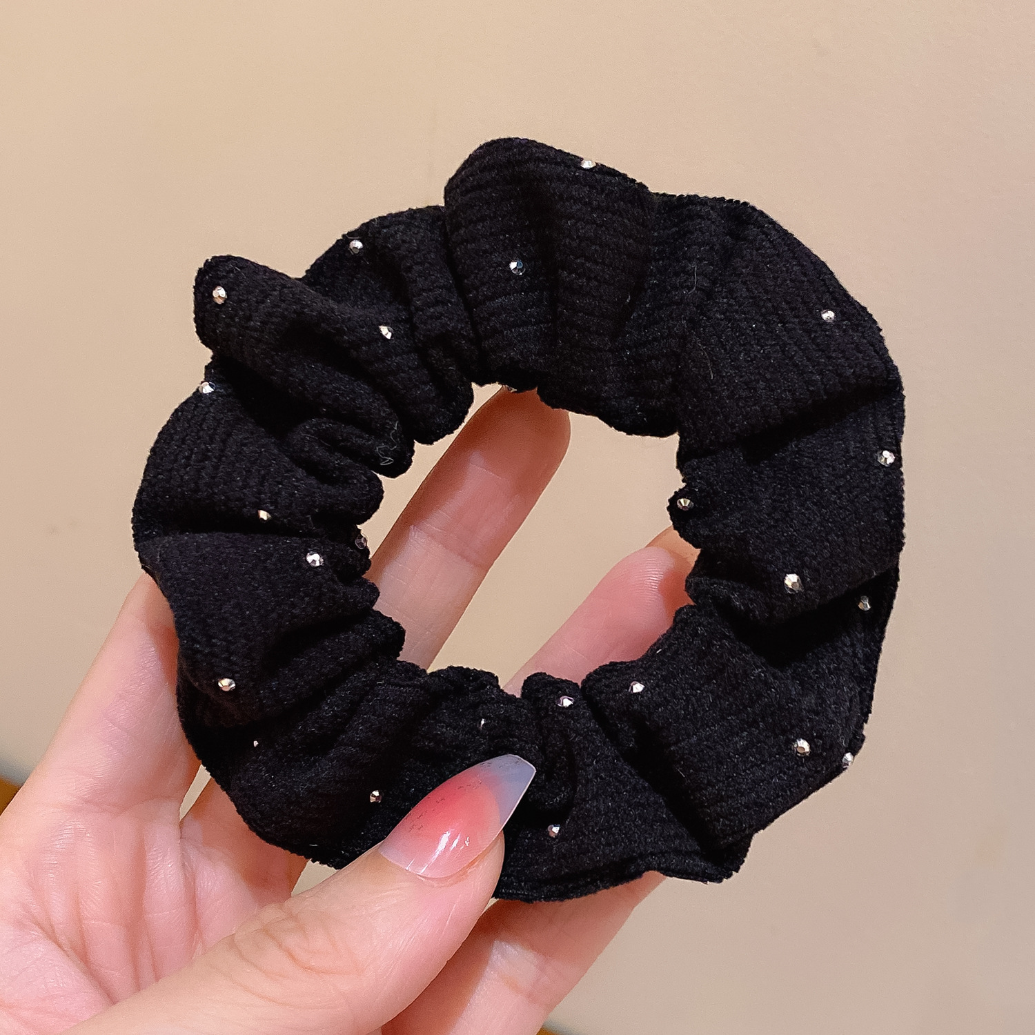 秋冬新款法式复古烫钻大肠圈发圈