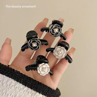 高级感山茶花小抓夹小号头饰后脑勺半扎发夹女披肩发发夹短发发饰