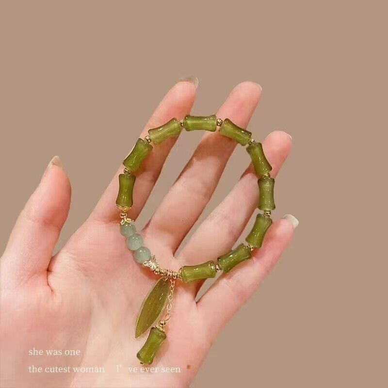 国风新中式竹节串珠手链女复古小众设计竹叶手串高级感送闺蜜