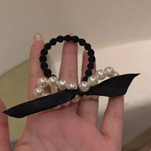 气质轻奢发绳小众高级感复古皮筋头绳温柔超仙珍珠蝴蝶结发绳发圈