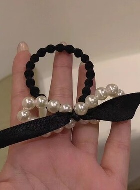 气质轻奢发绳小众高级感复古皮筋头绳温柔超仙珍珠蝴蝶结发绳发圈