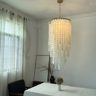 法式 乡村楼梯吊灯阳台卧室吊灯楼梯挑空吊灯阳台吊灯 贝壳吊灯美式