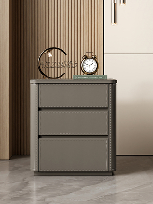 意式极简马鞍皮床头柜实木轻奢设计师高级感现代简约主卧室床边柜