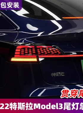 适用于19-22特斯拉Model3尾灯总成改装贯穿尾灯LED行车灯流水转向