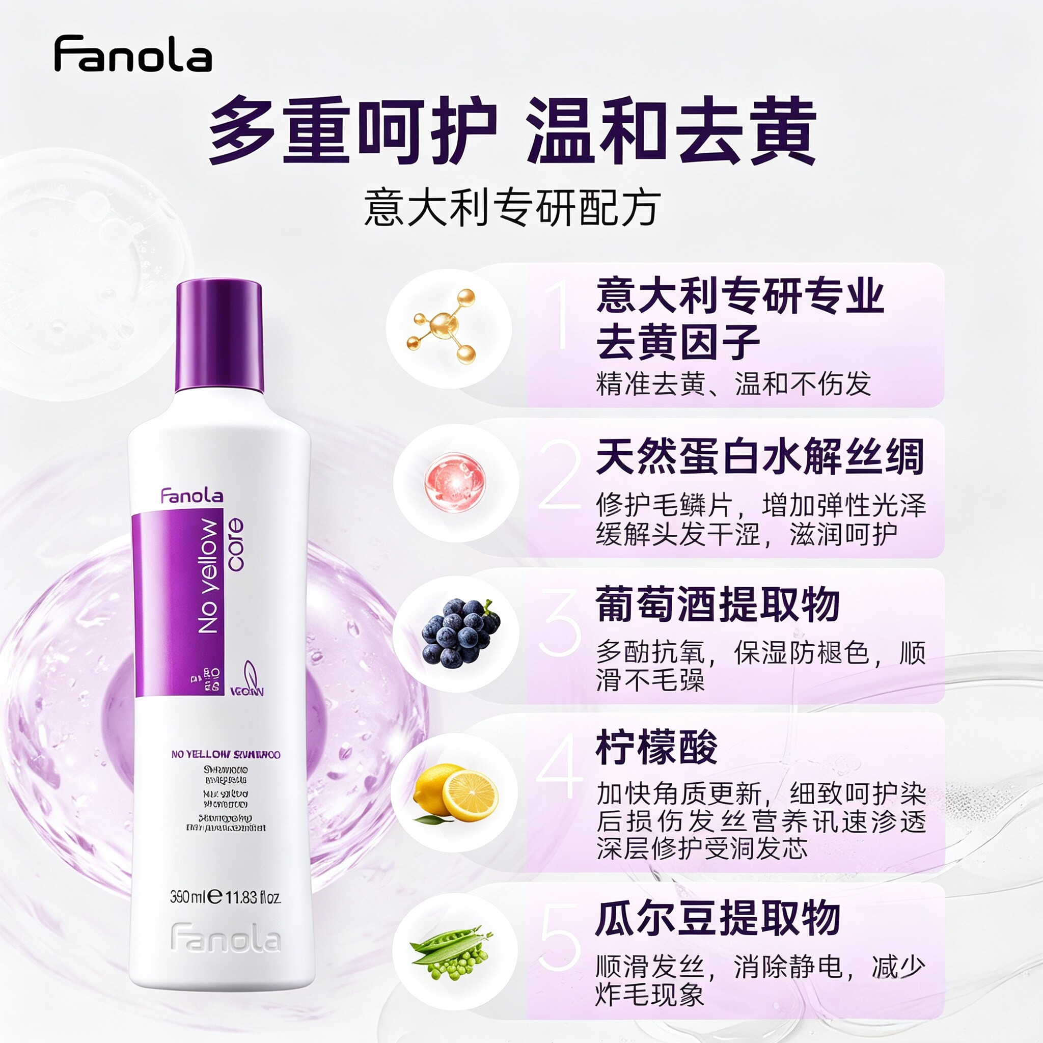 进口Fanola去黄护色洗发水不伤发图片