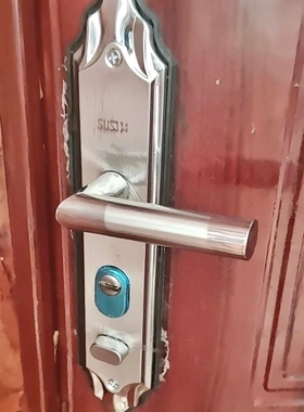 304不锈钢房门大门木门通用型老式面板拉手门锁双尖门把手执手锁