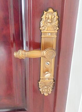 铁执手防盗门门锁把孔距235面板仿铜通用型豪华双开门大门拉手