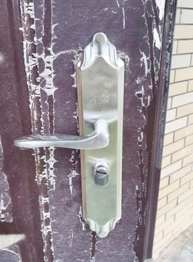 房门锁不锈钢老式执手把手面板防盗门锁家用配件大门加厚防盗门