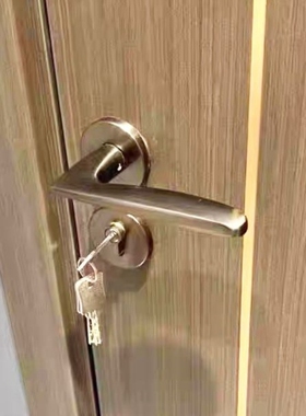 执手锁房间木门锁黑灰色磁吸锁家用分体卧室门锁室内静音美式