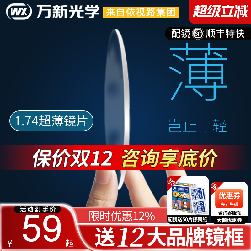 万新1.74近视配镜片防蓝光变色