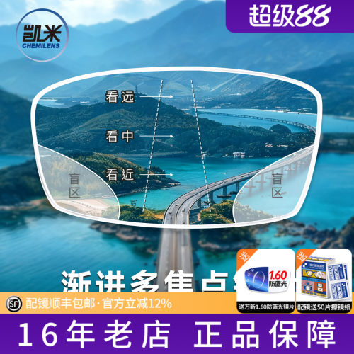 凯米内渐进U6防蓝光老花镜片