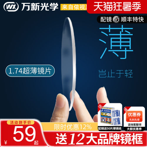 万新1.74近视配镜片防蓝光变色