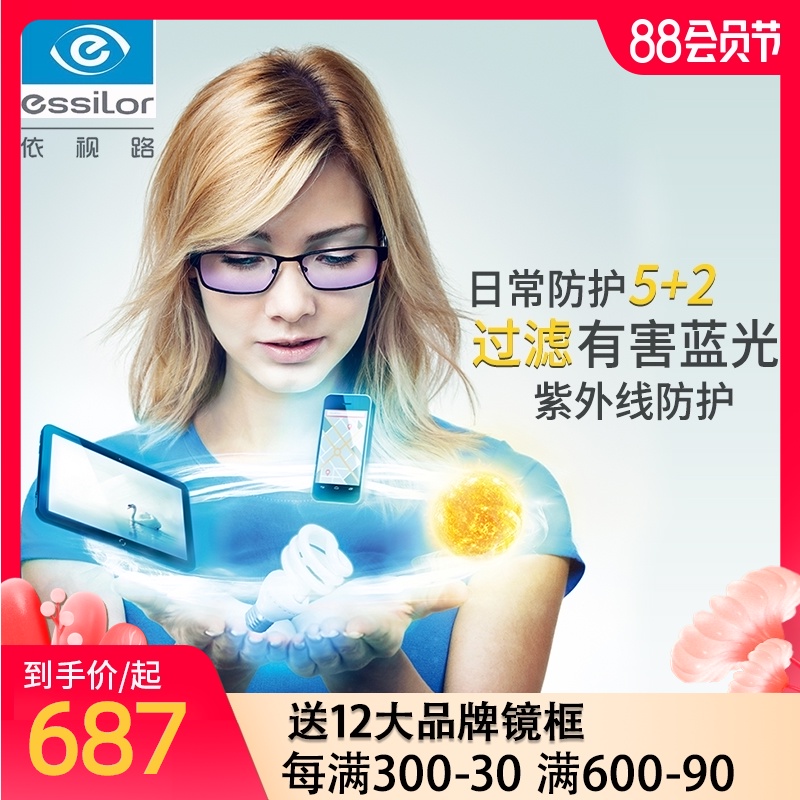 依视路钻晶a4防蓝光镜片a3非球面1.67 1.74眼镜片近视眼镜