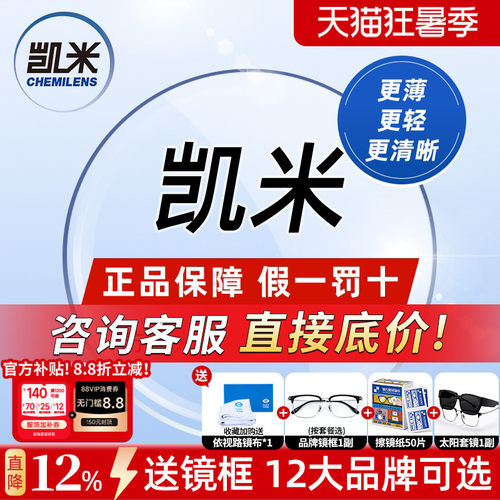 凯米U6金罡1.74超薄防蓝光高度数