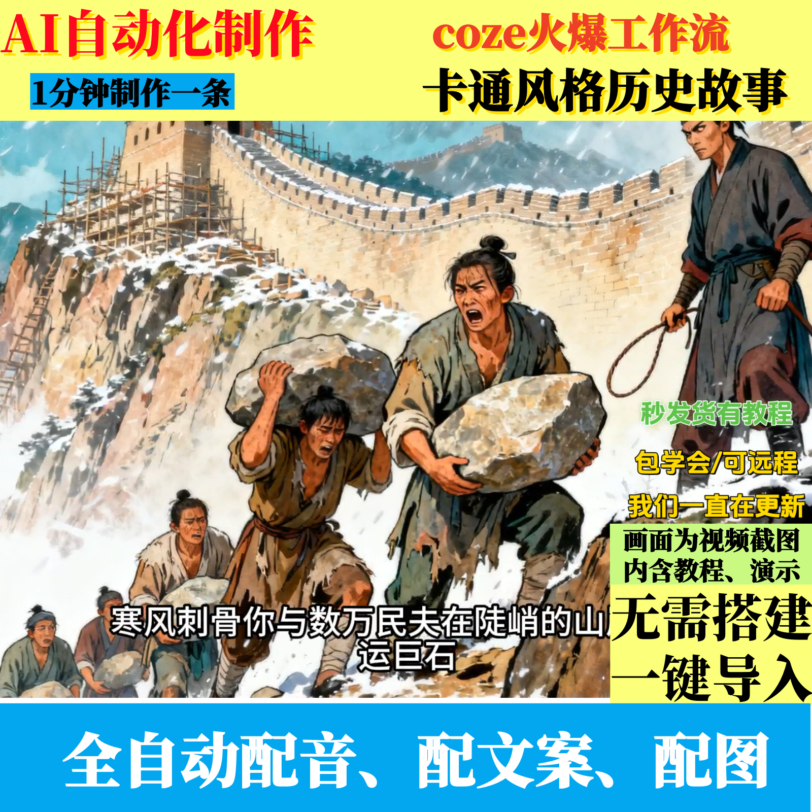 coze扣子工作流卡通风格历史故事
