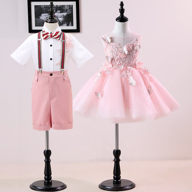 儿童大合唱服演出服小学生主持人礼服套装女童蓬蓬裙幼儿园表演服