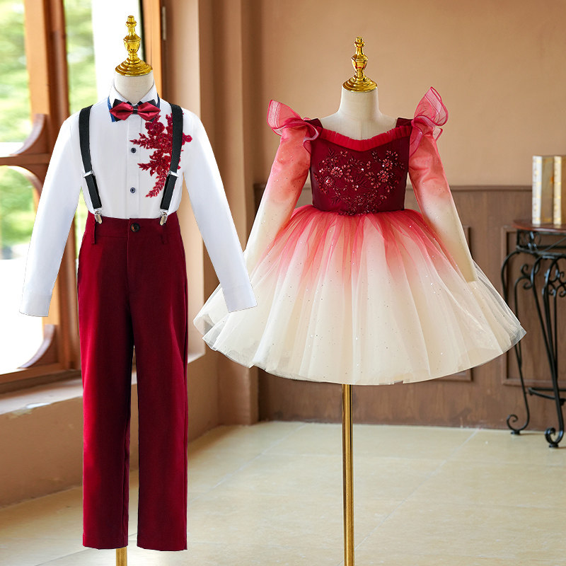 儿童合唱服演出服红色