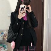 JK西装 外套女西服秋冬上衣日系宽松学院风校供感制服三粒扣