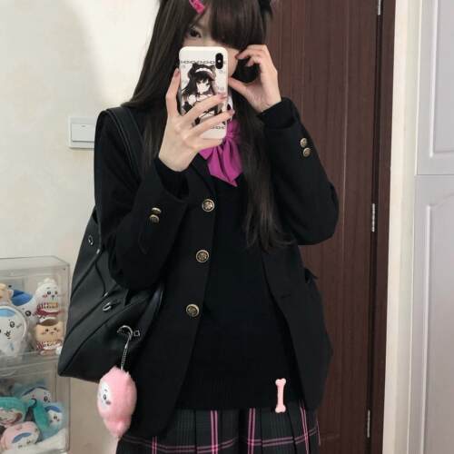 日系宽松学院风校供感三粒扣西装