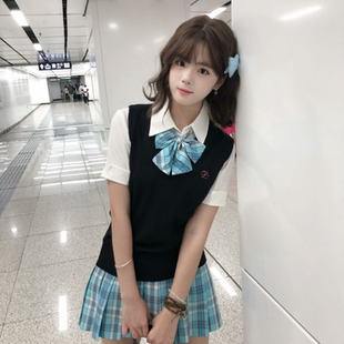 猫看花薄款 刺绣jk毛衣日系学院背心女多色校供感 马甲正版