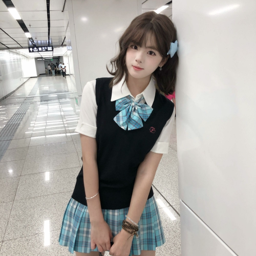 猫看花薄款马甲正版刺绣jk毛衣日系学院背心女多色校供感