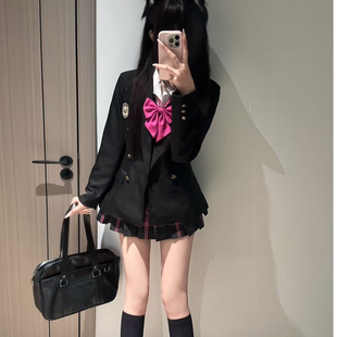 猫看花【双排扣西服十件套】原创jk女学院风西装显瘦气质西服套装