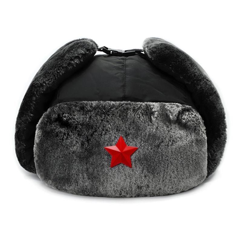 雷锋帽苏联冬季男大号户外防寒帽黑色骑行护耳棉帽俄罗斯保暖帽子