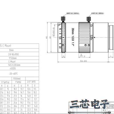 询价-长步道工业镜头ML3510A，35mm工业相机镜头，支持1.议价-