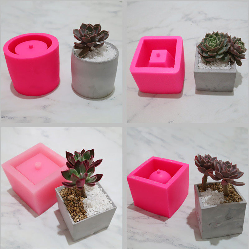 diy水泥花盆模具多肉花盆硅胶模具水泥模具混凝土自制石膏花盆模