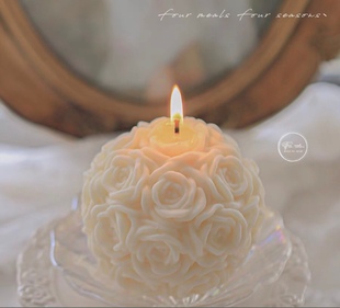 玫瑰大花球蜡烛硅胶模具 婚庆结婚喜庆蜡烛 DIY绣球花球香薰蜡烛