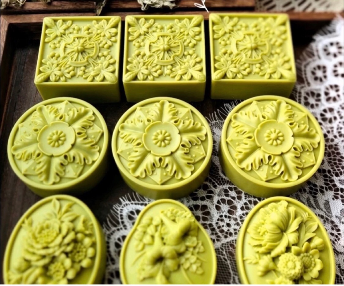 中国风艾草皂手工皂硅胶模具方形圆形印花硅胶皂模冷制皂矽胶模具