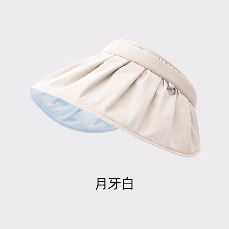 防晒帽女防紫外线沙滩遮阳帽空顶黑胶太阳帽子发箍大檐贝壳帽CC27