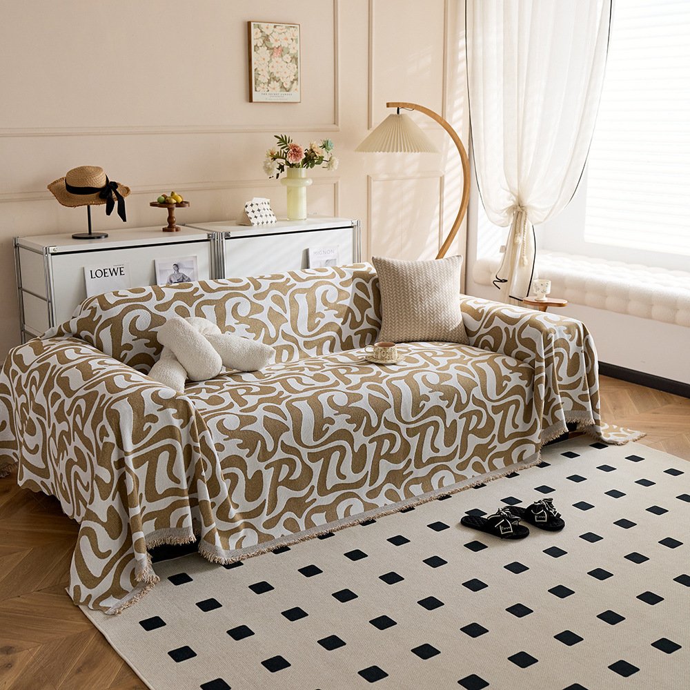 ins风沙发盖布雪尼尔抽象纹理全包沙发套罩一片式沙发垫盖巾DD51