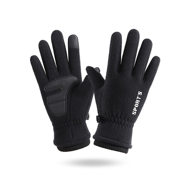 男士冬季摇粒绒手套女秋冬户外骑行加绒厚保暖防风防滑触屏动CC07