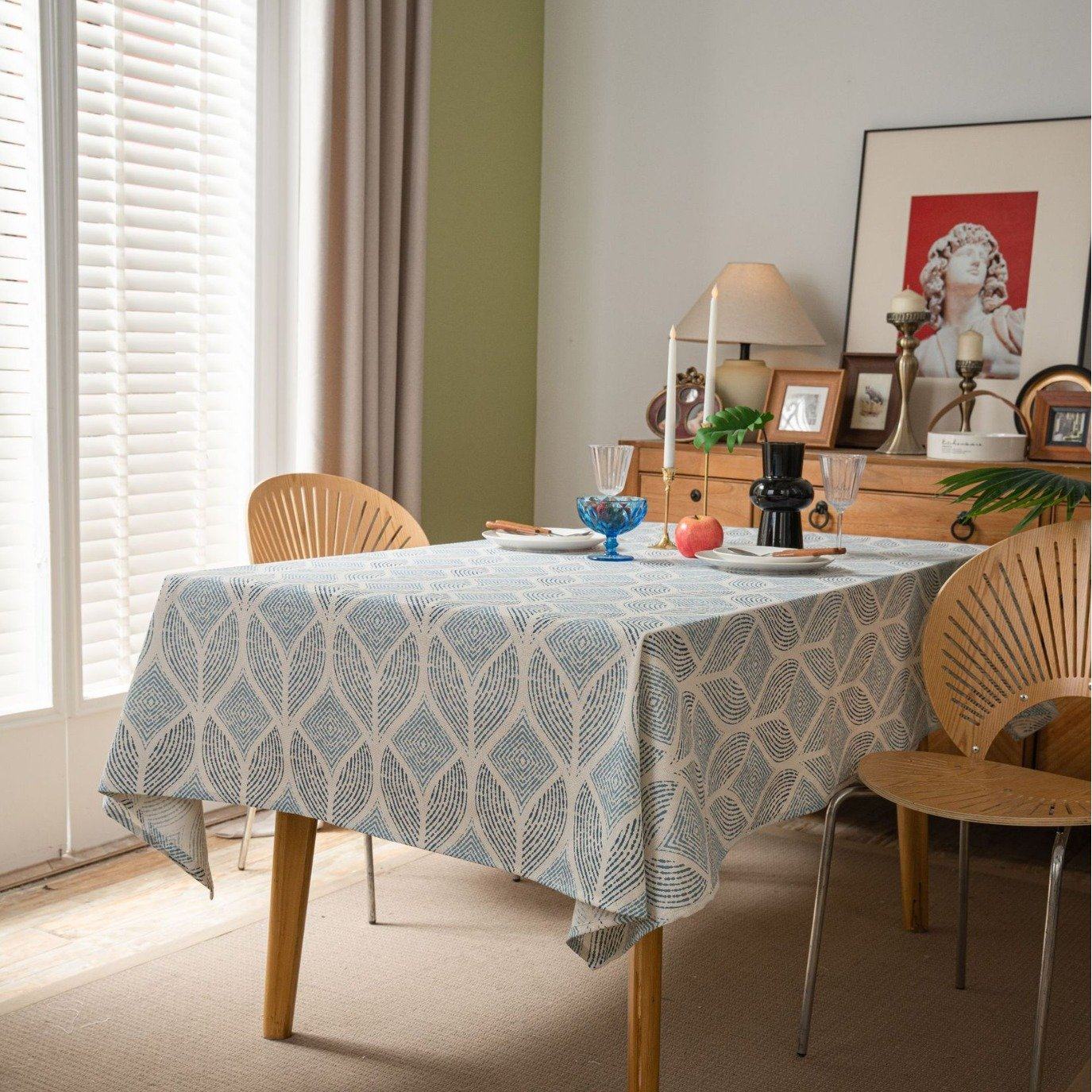 桌布几何印花花田园棉麻台布餐桌布家用盖巾DD98