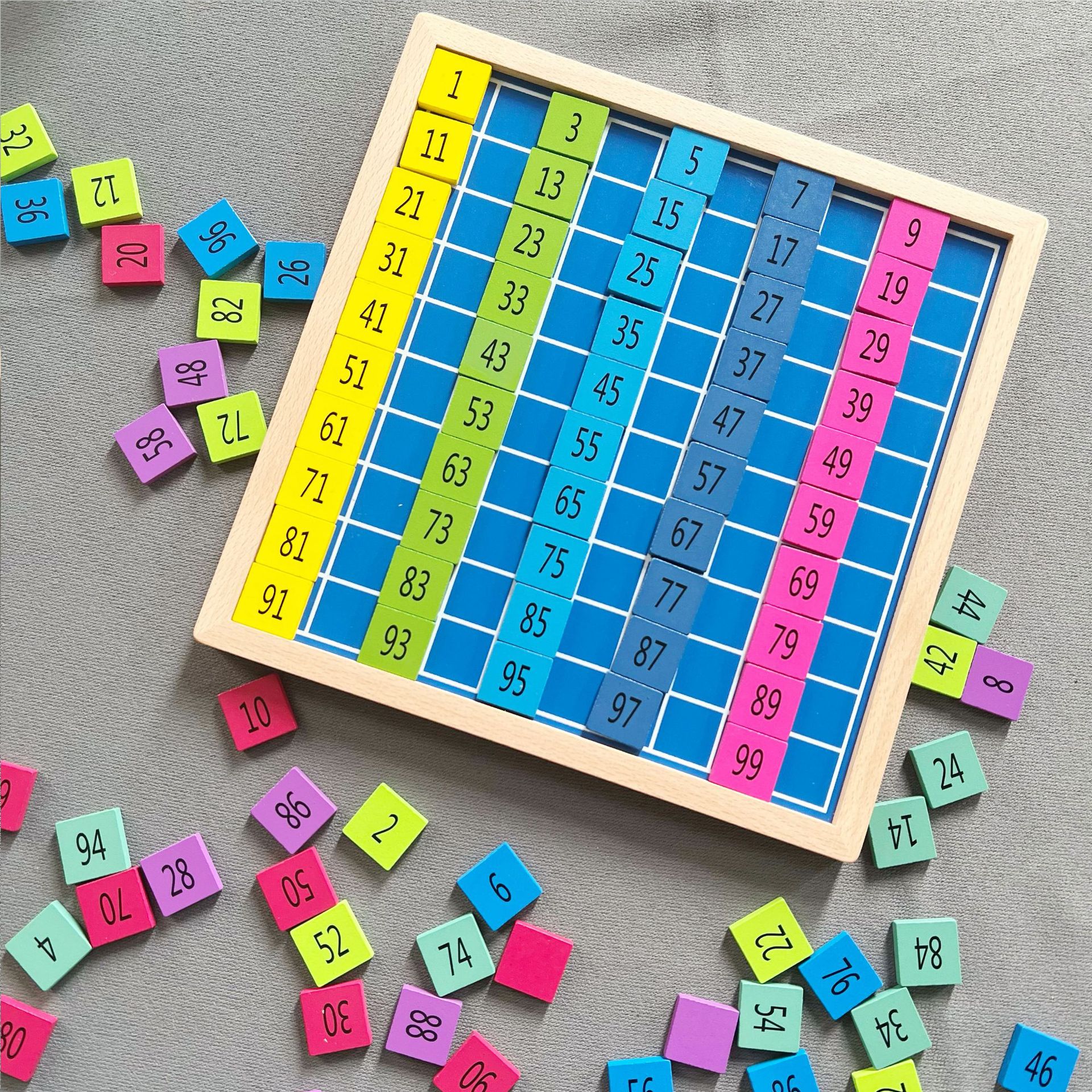 儿童数学教具计数棒木质百数板幼儿园数字学习神器1到100连续板