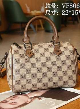 自主品牌Valen Fanny华伦·梵妮棋盘格系列VF8869波士顿手提包