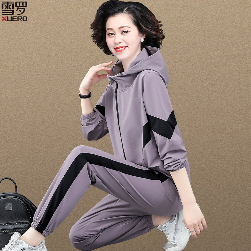 速发中年妈妈装装外套时尚洋中大码上衣气老年人休闲运动服套秋春