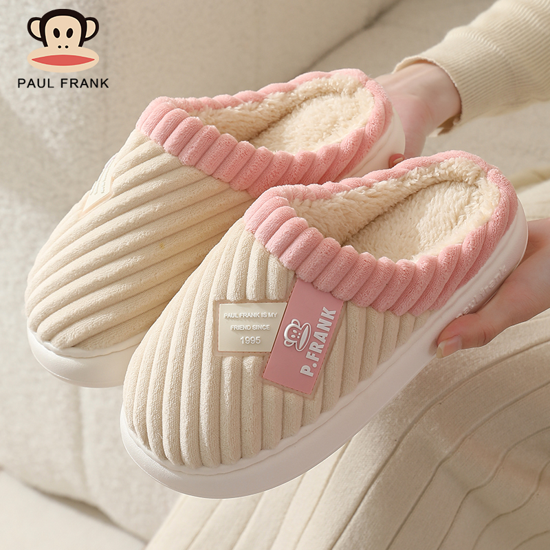 大嘴猴冬季居家厚底加绒棉拖鞋