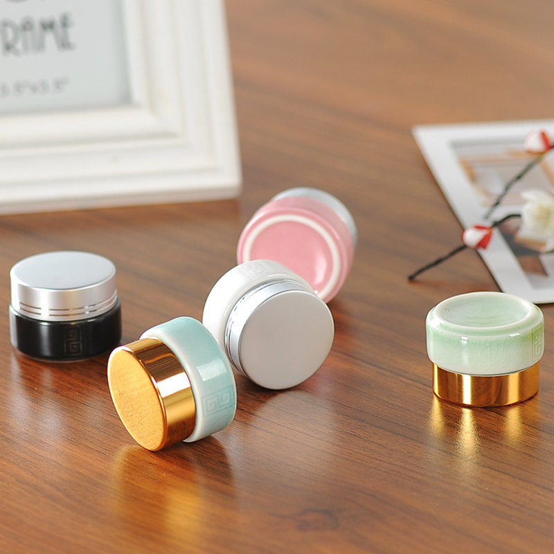 陶瓷迷你密封罐子美容护肤霜膏分装瓶中医药粉药膏包装盒定制LOGO