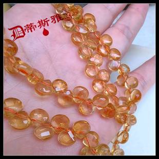 洪福奇宝~蒂斯雅天然双色橙黄水晶滴水切面项链出席晚会工作搭配