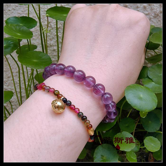 618清货价九紫离火珠链~洪福奇宝天然紫水晶双色千层金字塔包装邮