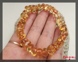 蒂斯雅天然巴西橙黄水晶不定形多变晶莹剔透闪亮手链包邮可做证书