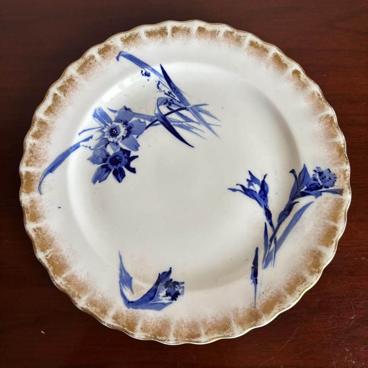 Royal Doulton 皇家道尔顿 19世纪古董手绘青花收藏碟 玄关摆件盘